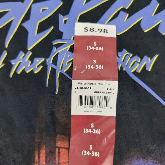 Prince Purple Rain Graphic Black T-Shirt Men's Small 100% Cotton Music Band - Picture 6 of 6